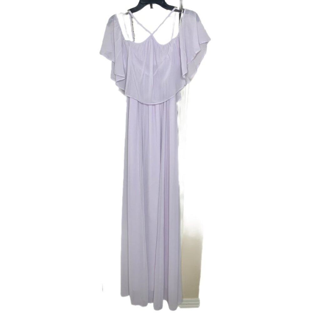 Show Me Your Mumu Rebecca Ruffle sleeve Maxi Dress lilac light purple XS NWT - Picture 4 of 9
